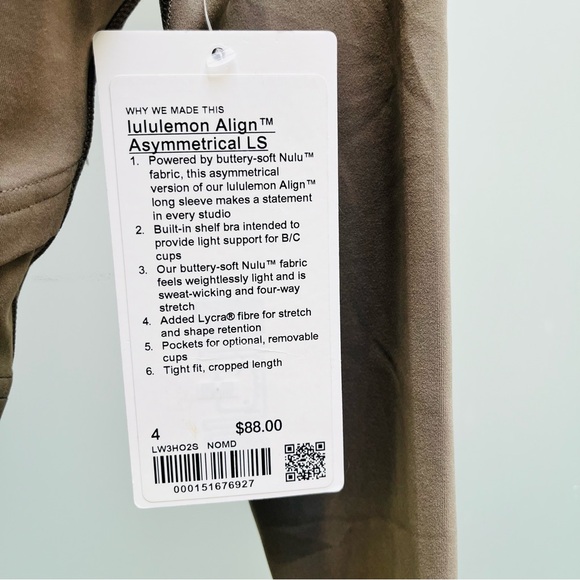 Lululemon NWT Nomad Align Asymmetrical Long Sleeve - Picture 5 of 5
